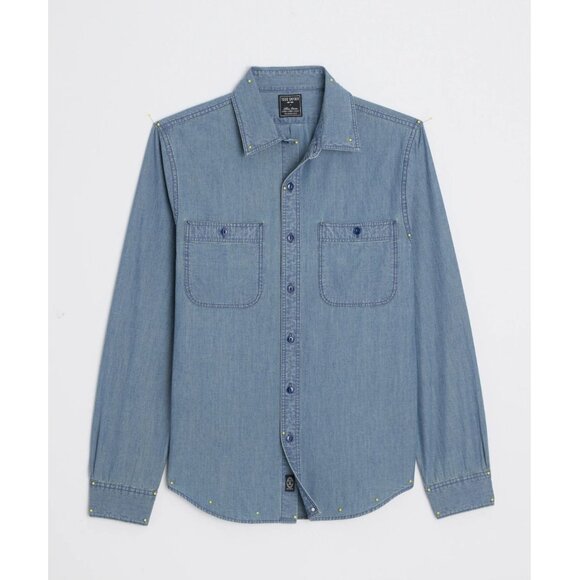 NWT Todd Snyder Blue Button Down Chambray Mens Shirt Medium SH026652 - Picture 2 of 5